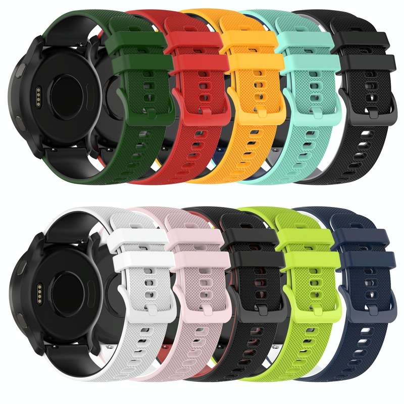 For Garmin Forerunner 245 Music 20mm Checkered Two-Color Silicone Watch Band(Amy Green+Black)
