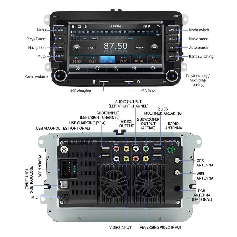 S9070 For Volkswagen 7 inch Portable Car MP5 Player Support CarPlay / Android Auto, Specification...