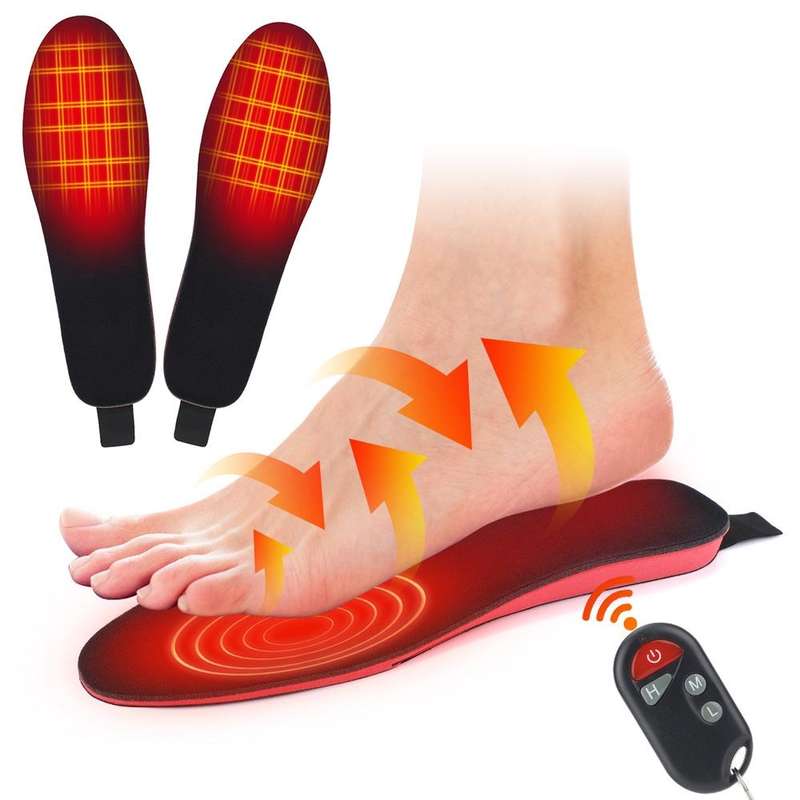 Rechargeable Electric Heating Insole Wireless Remote Control Smart Thermal Insole,Size:Medium(34-...