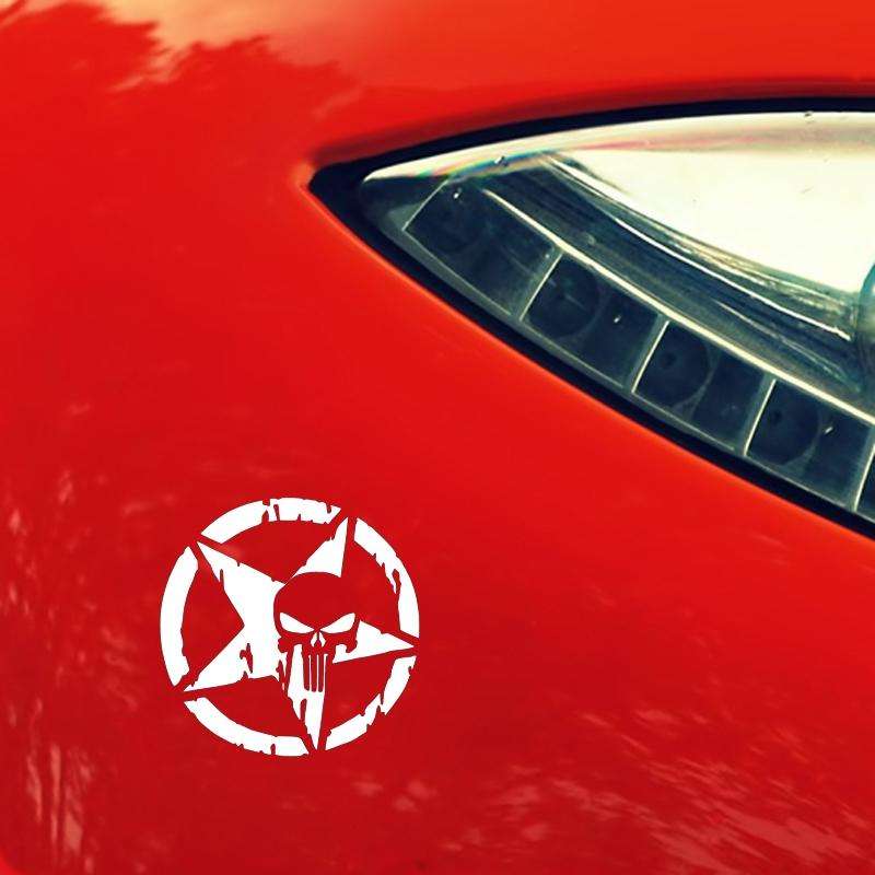 10 PCS The Punisher Skull Car Sticker Pentagram Vinyl Decals Motorcycle Accessories, Size: 13x13cm