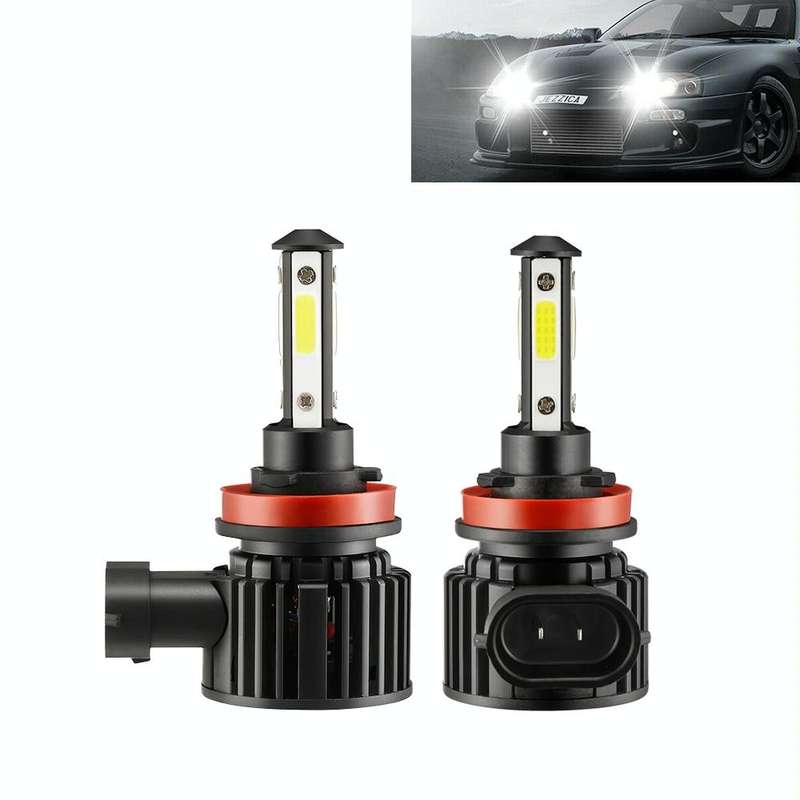 F8 H11 2 PCS 22W 3000LM 6000K Four Side DOB LED Headlight Fog Light Bulbs High Beam Conversion Ki...