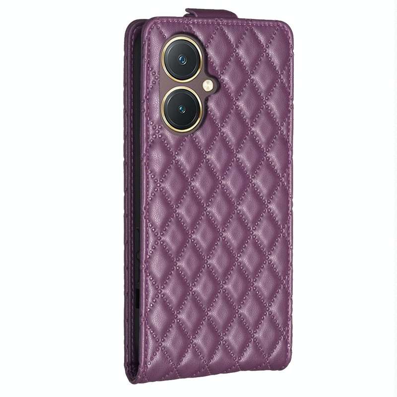 For vivo Y27 4G Diamond Lattice Vertical Flip Leather Phone Case(Dark Purple)