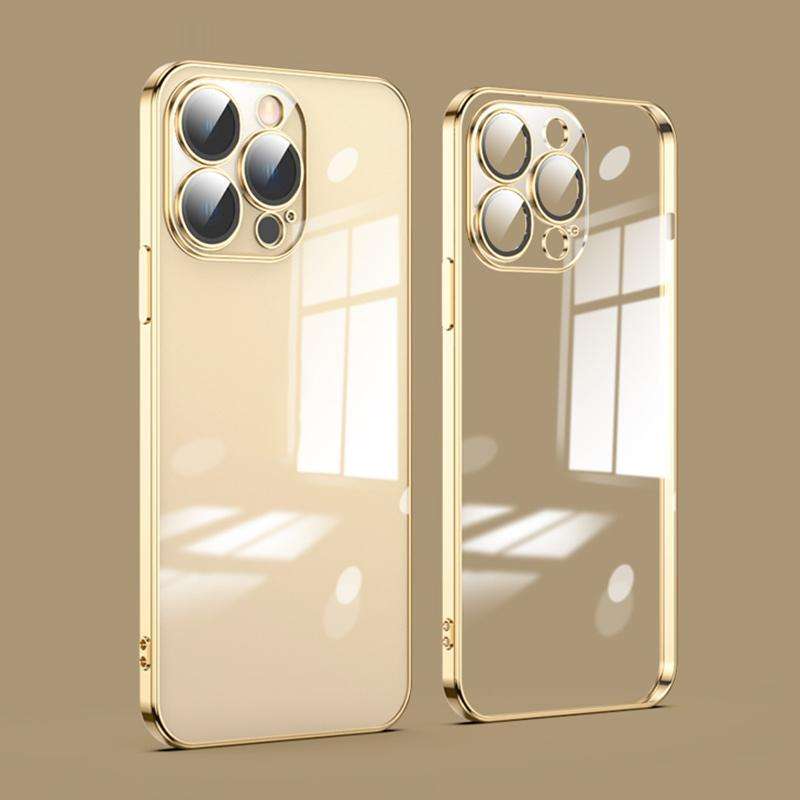 For iPhone 13 Pro Dustproof Glass Lens Protection Electroplating Phone Case(Gold)