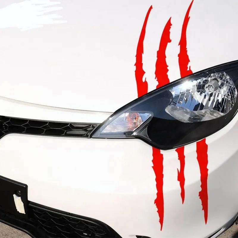 2 PCS Reflective Car Sticker Monster Scratch Stripe Claw Marks Car Auto Headlight Decoration Viny...