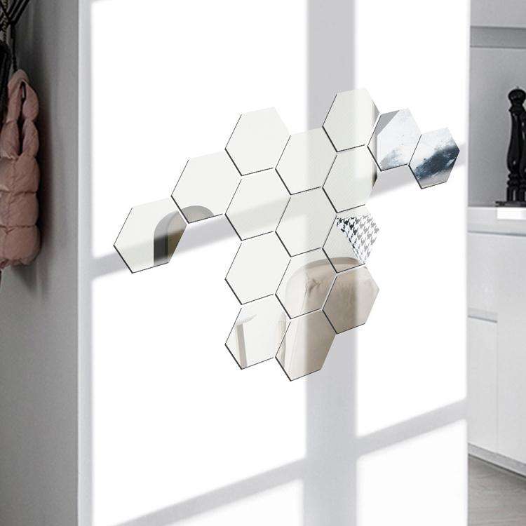 Ym300 16 PCS / Set Home Personal Wall Stickers DIY Acrylic Wall Decorative Mirror(Quartet Black)
