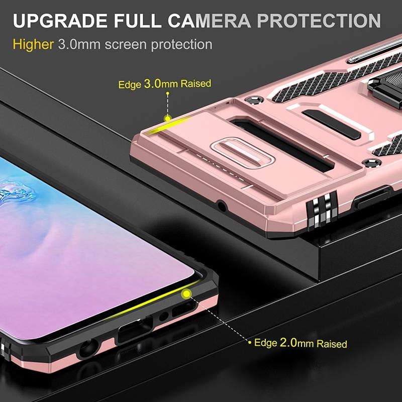 For Samsung Galaxy S10 Armor PC + TPU Camera Shield Phone Case(Rose Gold)