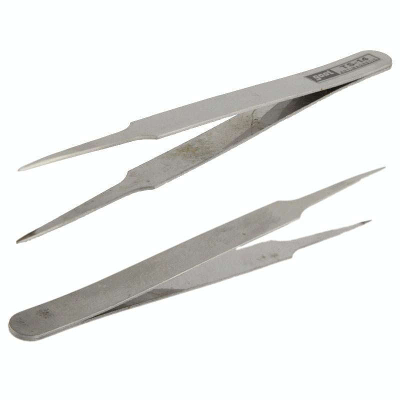 6 PCS Stainless Steel TS-10/ 11/ 12/ 13/ 14/ 15 Straight and Angled Tweezerses(Grey)