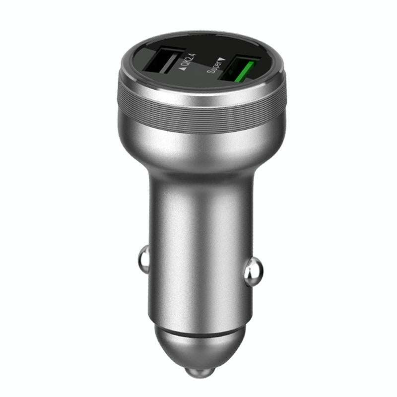 Dual USB 66W Car Flash Charger for OPPO / Huawei (Silver)