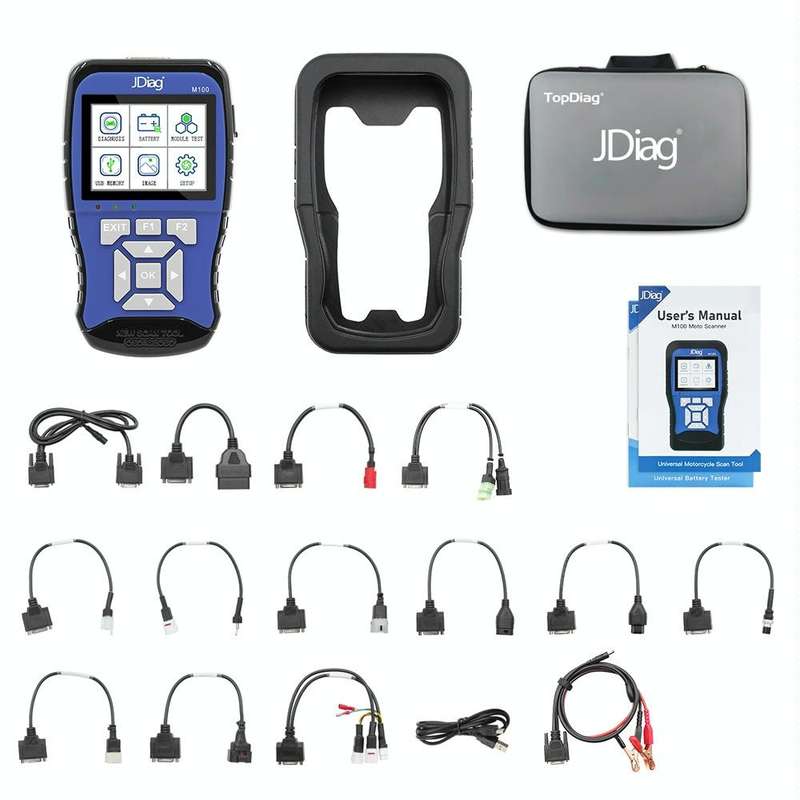 JDiag M100 Motorcycles 2 in1 OBD Scanner Battery Tester