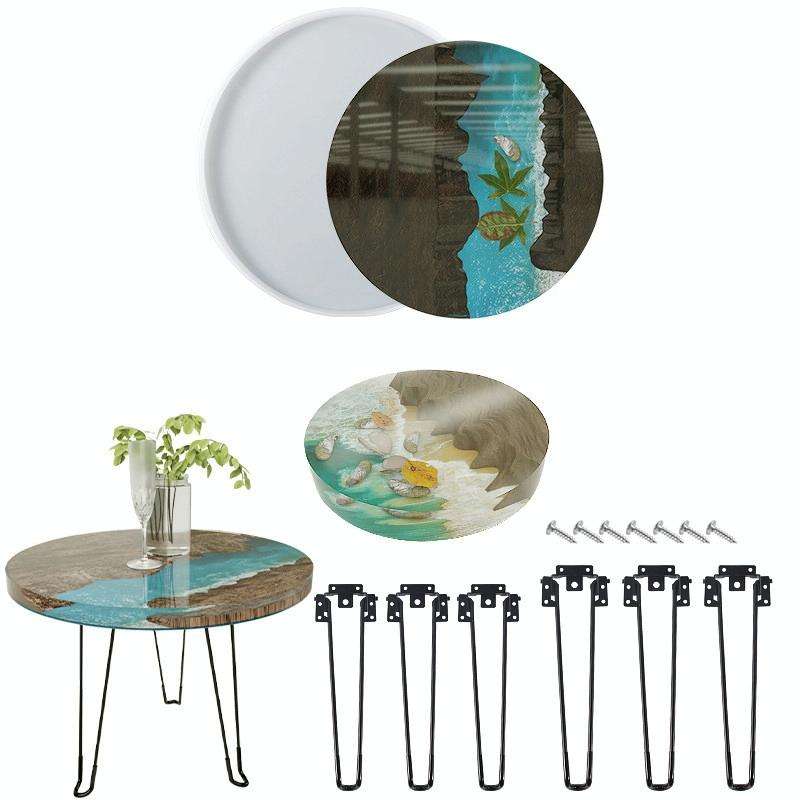 DIY Crystal Drip Rubber Round Table Mold Quicksand Table Silicone Mold Table Legs High 32cmx3