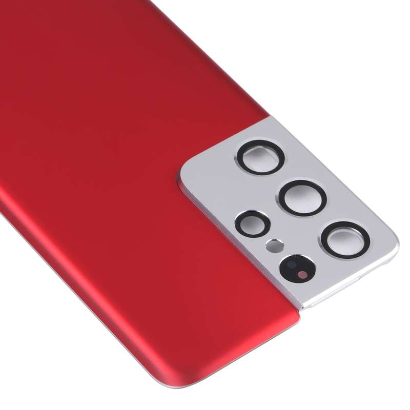 For Samsung Galaxy S21 Ultra 5G Battery Back Cover with Camera Lens Cover (Red)