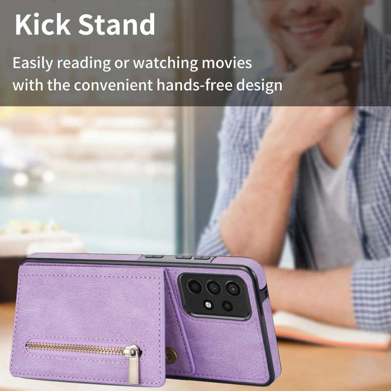 For Samsung Galaxy A53 5G Zipper Card Holder Phone Case(Purple)