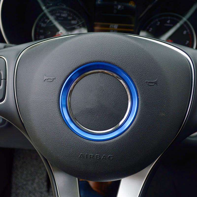 Car Steering Wheel Decorative Ring Cover for Mercedes-Benz,Inner Diameter: 5.8cm (Blue)