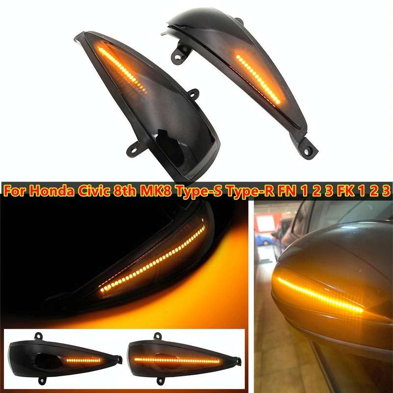 1 Pair For Honda Civic 2006-2011 Car Dynamic LED Turn Signal Light Rearview Mirror Flasher Water ...