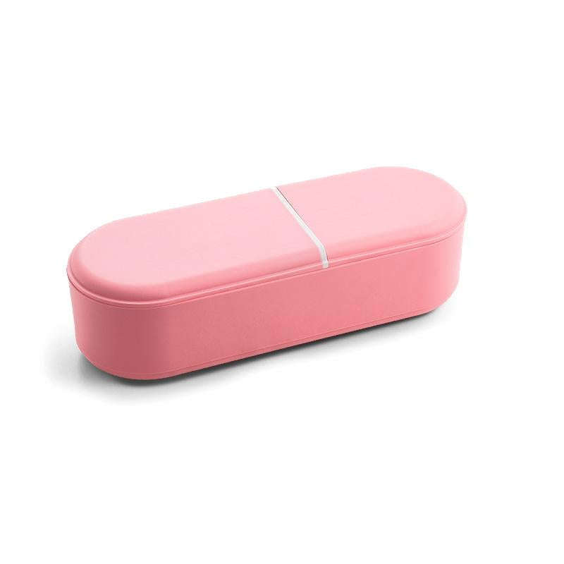 Household Battery Storage Box Data Cable Charger Storage Organizer Box, Color: Pink Double Layer