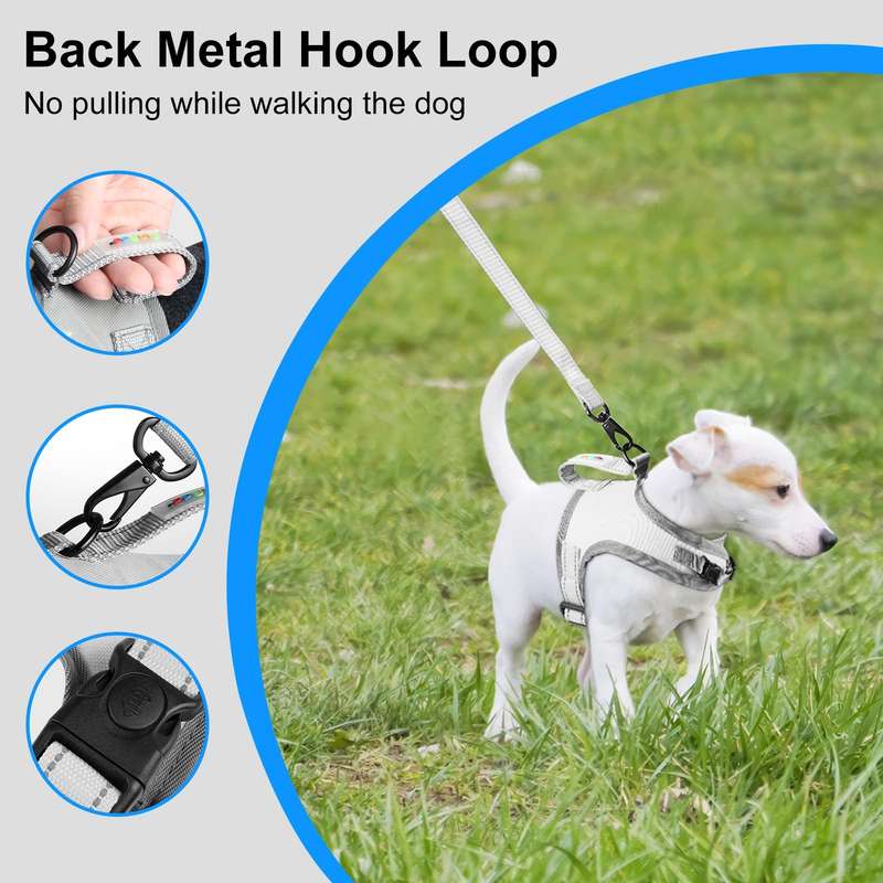 FunAdd Traction Rope Reflective Breathable Nylon Pet Vest Dog Harness, Size: S (Grey)