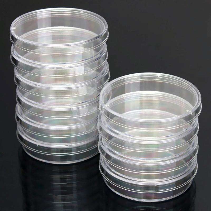 10 PCS Polystyrene Sterile Petri Dishes Bacteria Dish Laboratory Biological Scientific Lab Suppli...