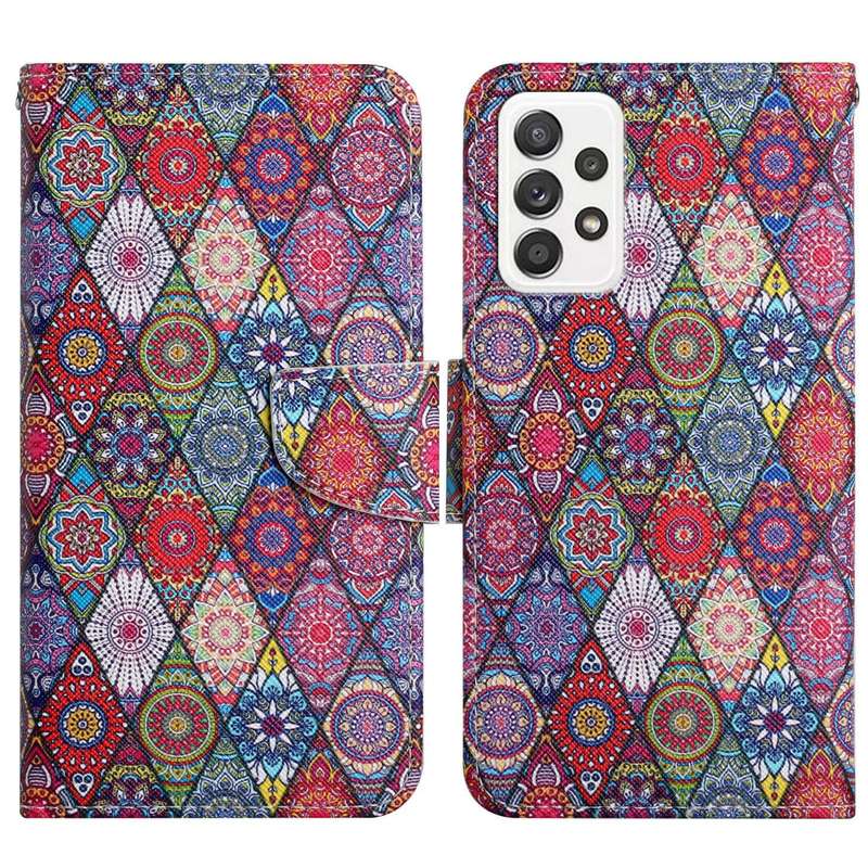 For Samsung Galaxy A53 5G Painted Pattern Horizontal Flip Leather Phone Case(Rhombus Kaleidoscope)