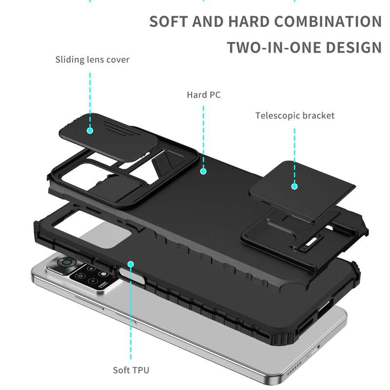 For Xiaomi Redmi Note 10 Pro Global Stereoscopic Holder Sliding Camshield Phone Case(Black)