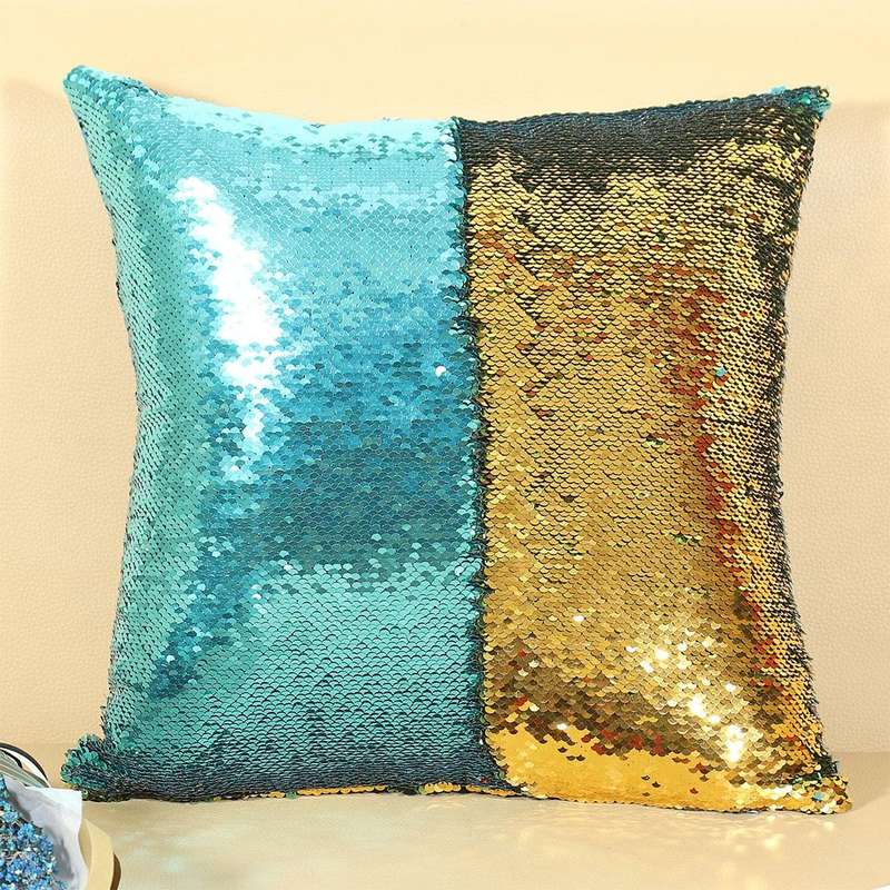 DIY Two Tone Glitter Sequins Throw Pillow Case Reversible Sequin Magical Color Changing Pillow Co...