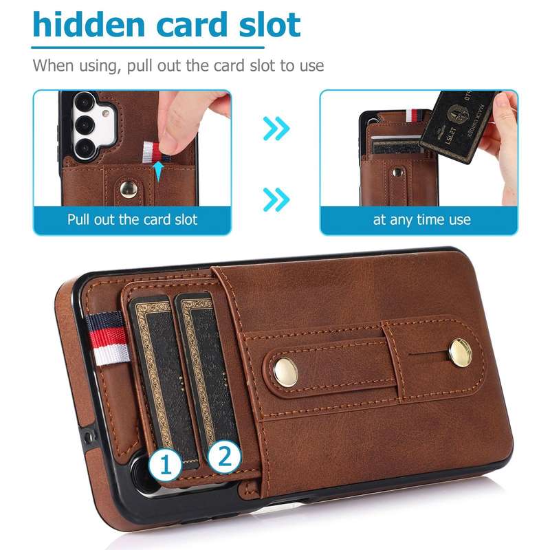 For Samsung Galaxy A73 5G Wristband Kickstand Wallet Leather Phone Case(Brown)
