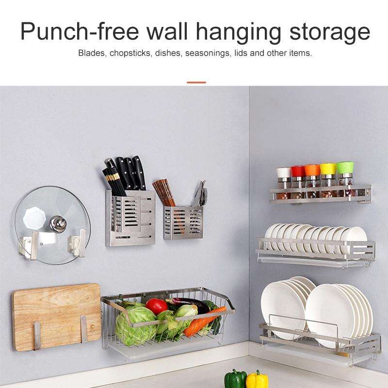 304 Stainless Steel Wall-mounted Kitchen Rack Hanging Seasoning Holder