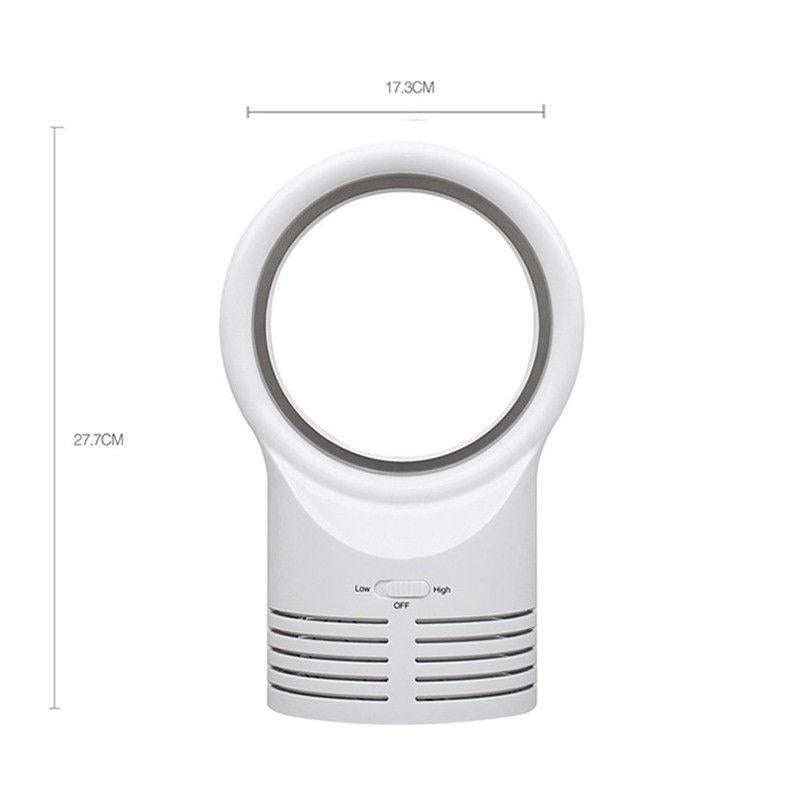 Bladeless Mini Fan Round Desktop Leafless Fan Air Cooling Fan Air Cooler, Style:EU Plug(Black)