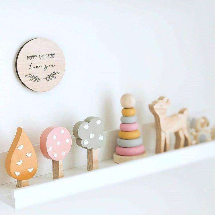 Wooden Tree Three-piece Set of Building Ornaments Photography Props Children Room Decoration(Set 2)