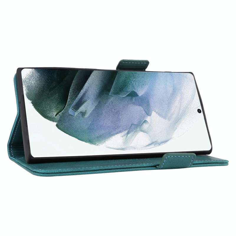 For Samsung Galaxy S22 Ultra 5G Magnetic Clasp Flip Leather Phone Case(Green)