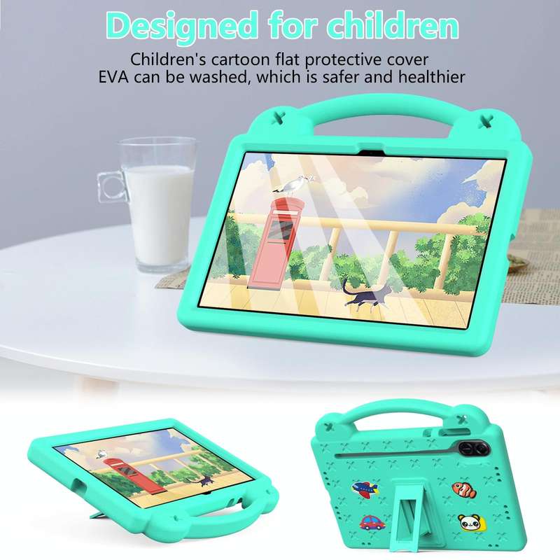 For Honor Pad X9 Handle Kickstand Children EVA Shockproof Tablet Case(Mint Green)