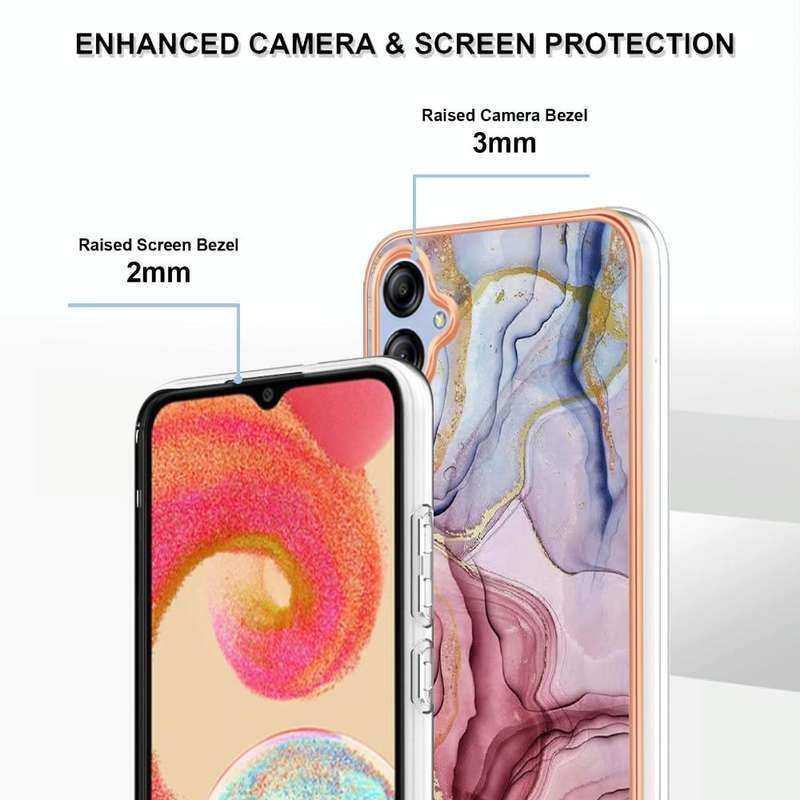 For Samsung Galaxy A04e Electroplating Marble Dual-side IMD Phone Case(Rose Red 014)
