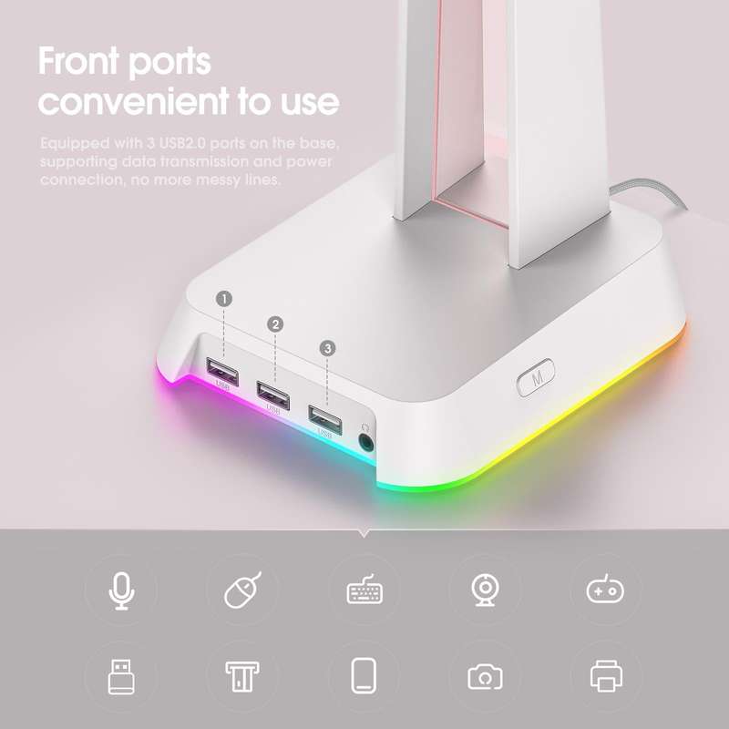 ONIKUMA ST-2 RGB Lighting Headset Holder Stand(White)