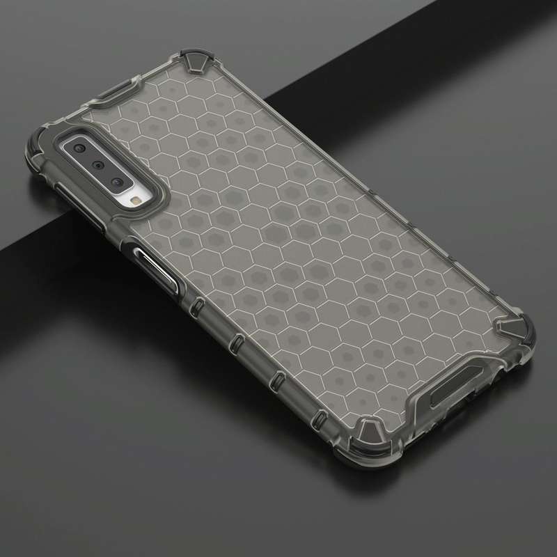 Shockproof Honeycomb PC + TPU Case for Galaxy A7 (2018) (Black)