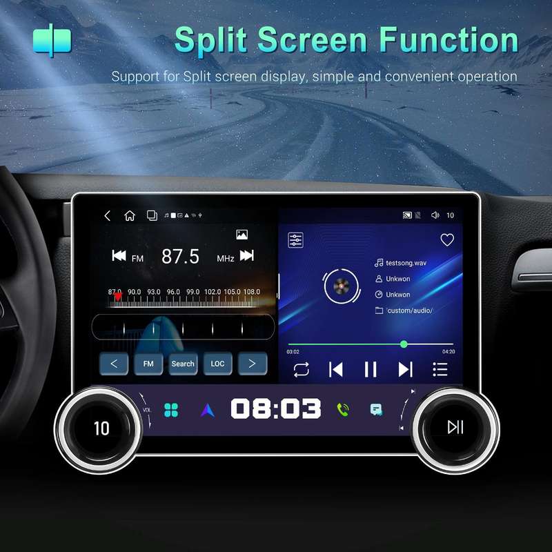 11.8 Inch 4+64G Dual Knob Player Android Large Screen Navigation Wireless CarPlay Reversing Image...