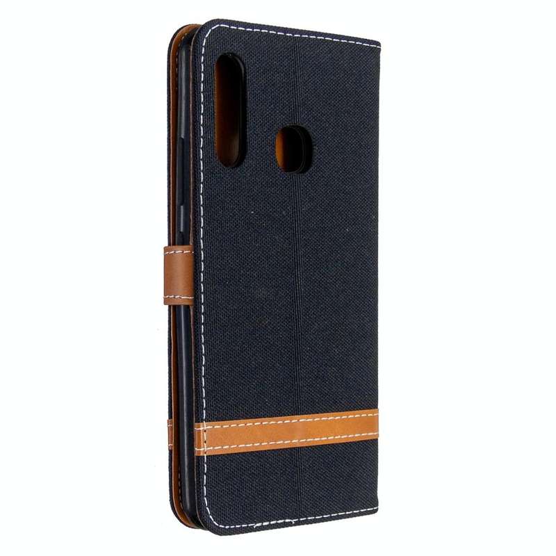 For Galaxy A70e Color Matching Denim Texture Horizontal Flip Leather Case with Holder & Card Slot...