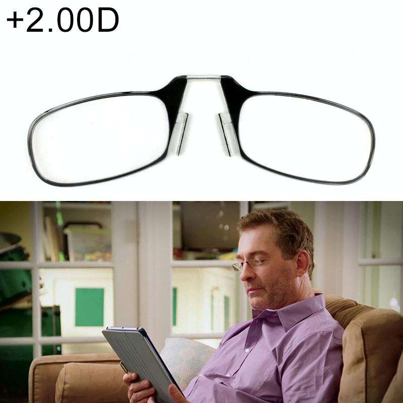 Ultra Thin High-definition Nose Resting Pocket Presbyopic Hypermetropic Reading Glasses, +2.00D(B...