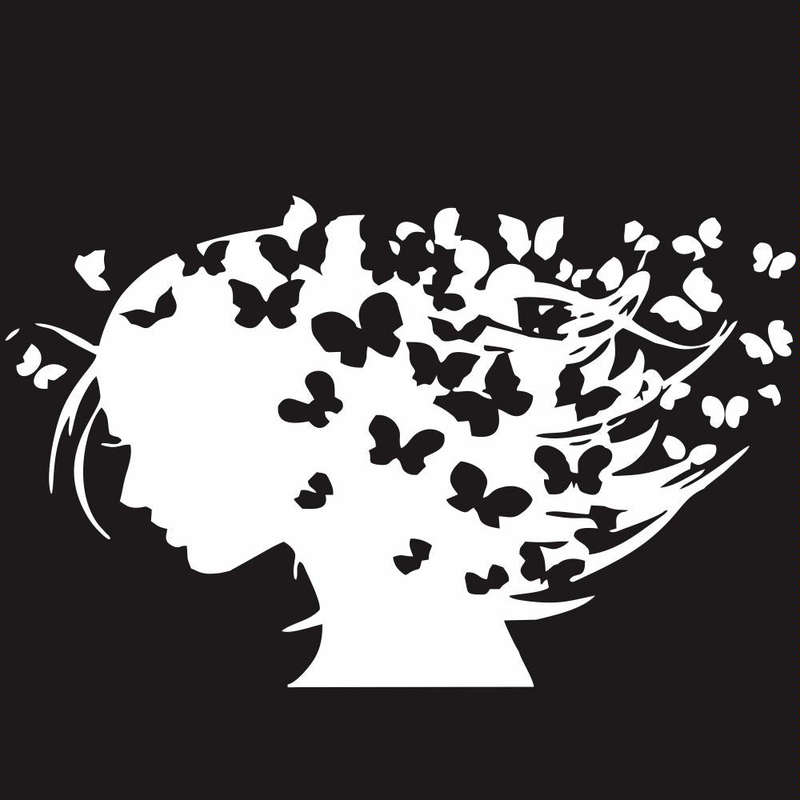D-956 Butterfly Girl Pattern Car Modified Decorative Sticker(White)