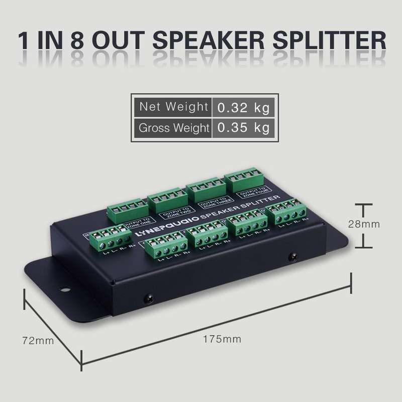 1 In 8 Out Amplifier And Sound Speaker Distributor, 8-Area Sound Source, Signal Distribution Pane...