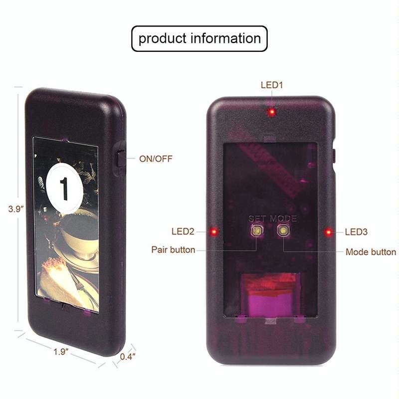 QC100 999 Channel Restaurant Wireless Paging Queuing Calling System with 20 Call Coaster Pagers, ...