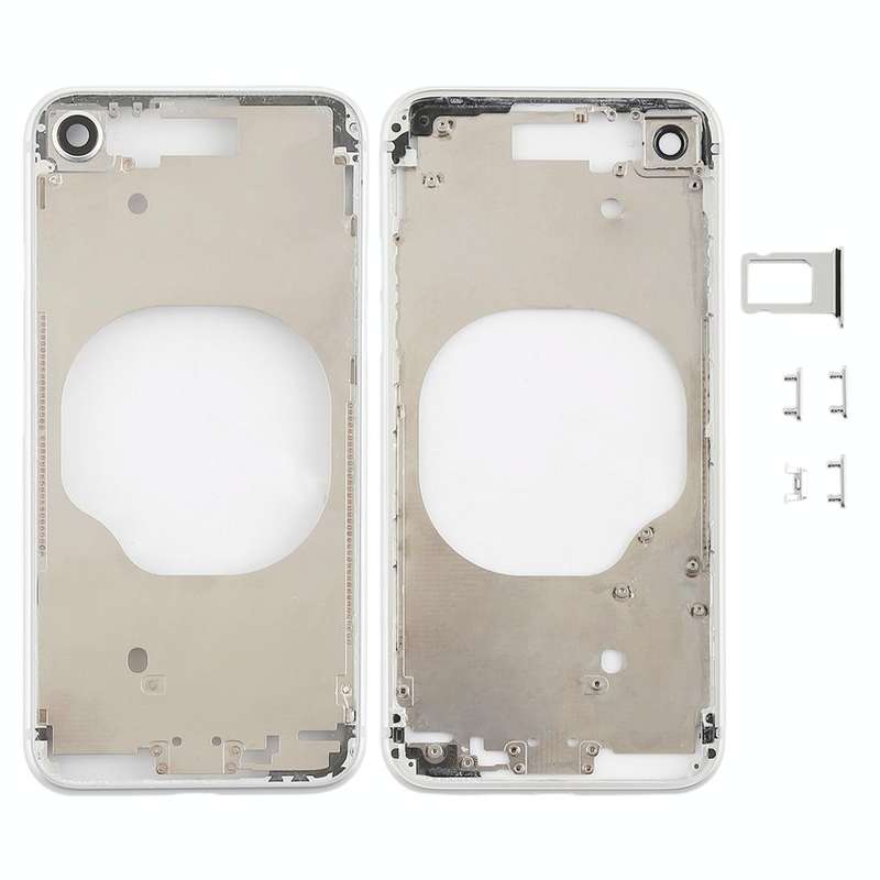 Transparent Back Cover with Camera Lens & SIM Card Tray & Side Keys for iPhone 8 (White)