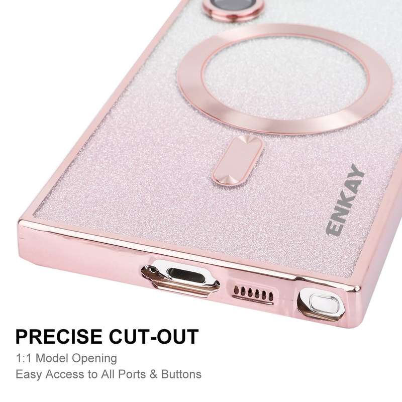 For Samsung Galaxy S24 Ultra 5G ENKAY Hat-Prince Magnetic Glitter Plated TPU Phone Case with Lens...