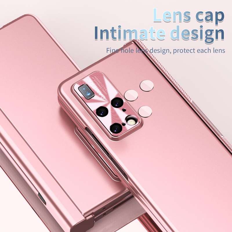 For Huawei Mate X2 Electroplating Hinged Folding Phone Case with S Pen Fold Edtion(Pink)