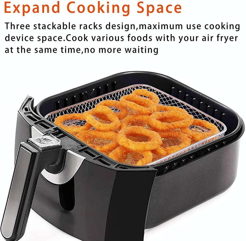 Air Fryer Accessories Three-Layer Steam Rack Stackable Dehydration Rack(Square)