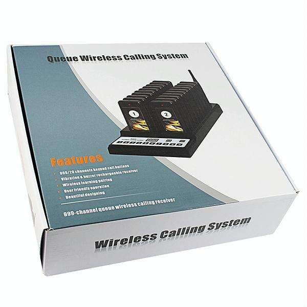QC100 999 Channel Restaurant Wireless Paging Queuing Calling System with 20 Call Coaster Pagers, ...