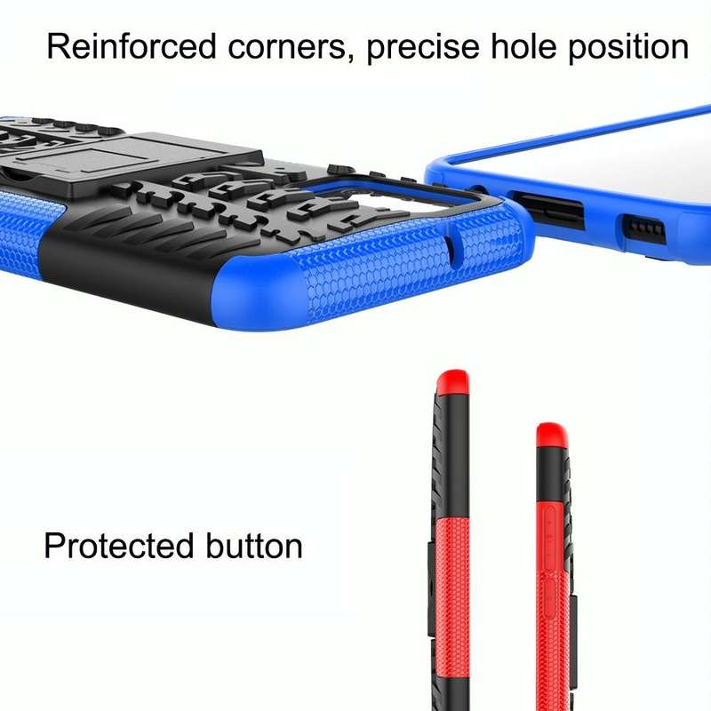 For Samsung Galaxy A02s (EU Version) Tire Texture Shockproof TPU+PC Protective Case with Holder(P...