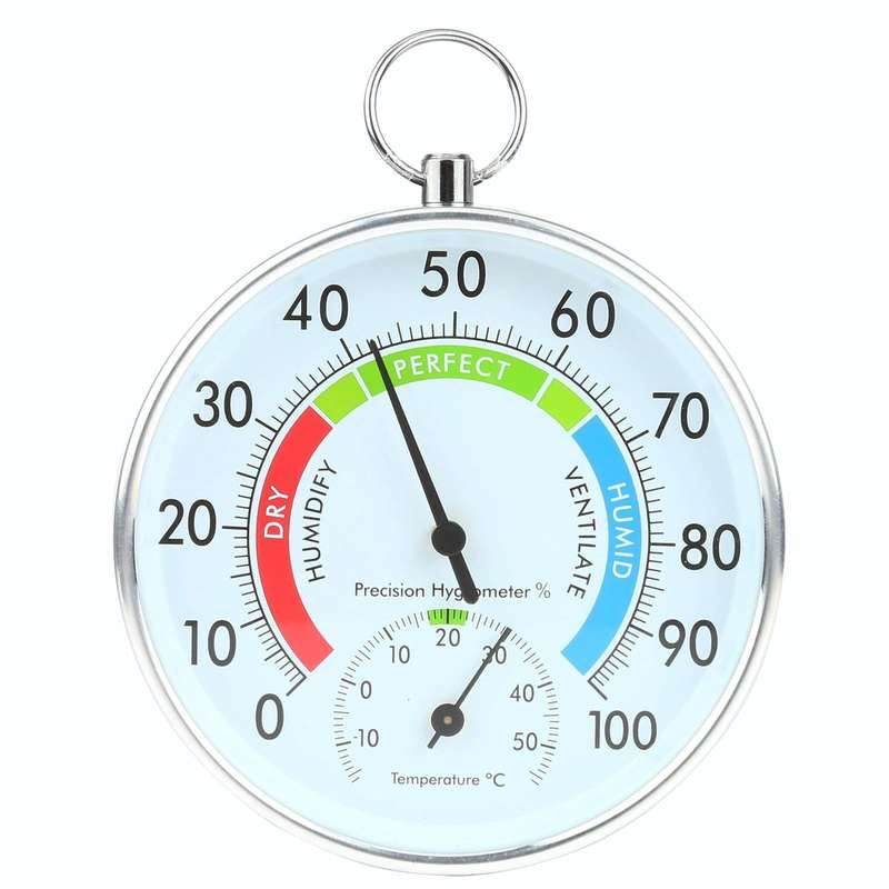 Mini Round Clock-shaped Indoor Outdoor Hygrometer Humidity Thermometer Temperature Meter with Han...