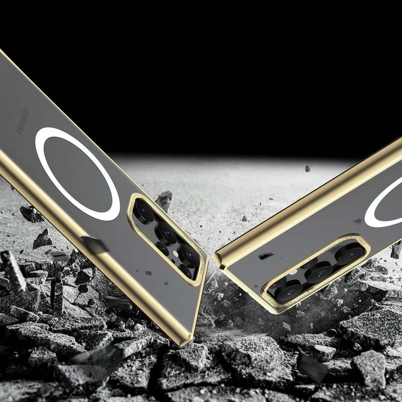 For Samsung Galaxy S22 Ultra 5G MagSafe Magnetic PC Phone Case(Gold)
