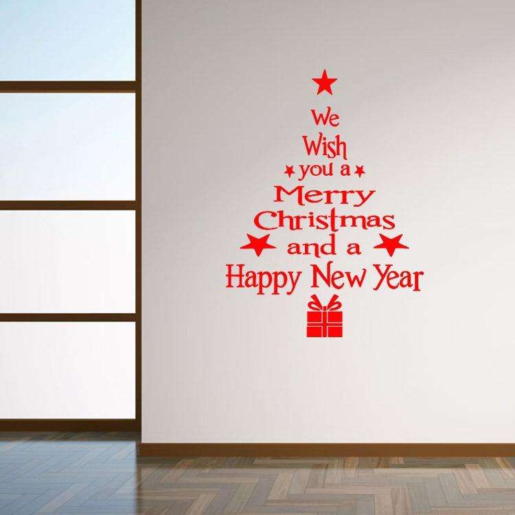 Blessing Christmas Tree Living Room Window Glass Door Removable Christmas Wall Sticker Decoration...