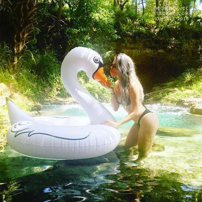 Swan Shaped Inflatable Floating Swimming Safety Pool Ring, Inflated Size: 110cm (White)