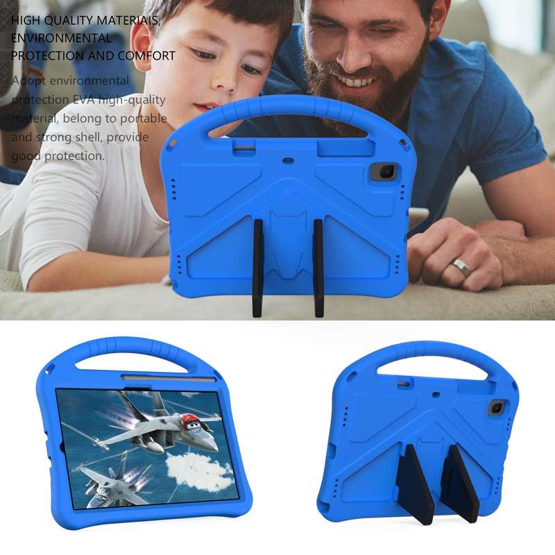 For Galaxy Tab S6 Lite P610/P615 EVA Flat Anti Falling Protective Case Shell with Holder(Blue)